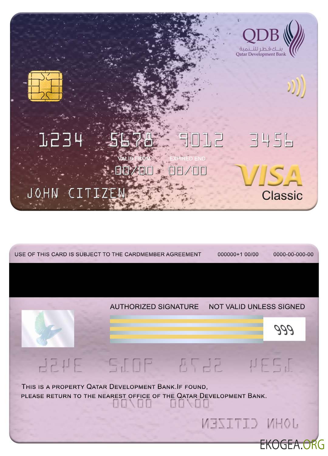 Carte visa classique de la Banque de développement du Qatar